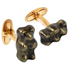 Cufflinks Gummy BearBlack Color Unisex Gift 18k Silver Gold-Plated Greek Jewelry