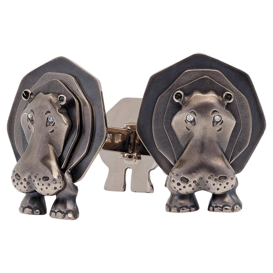 Cufflinks "Happy hippo"
