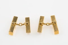 Hermes of Paris 18 Karat Gold Fluted Baton Cufflinks , French circa 1950