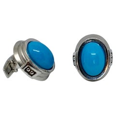 Cufflinks in 18K White Gold with Sleeping Beauty Turquoise