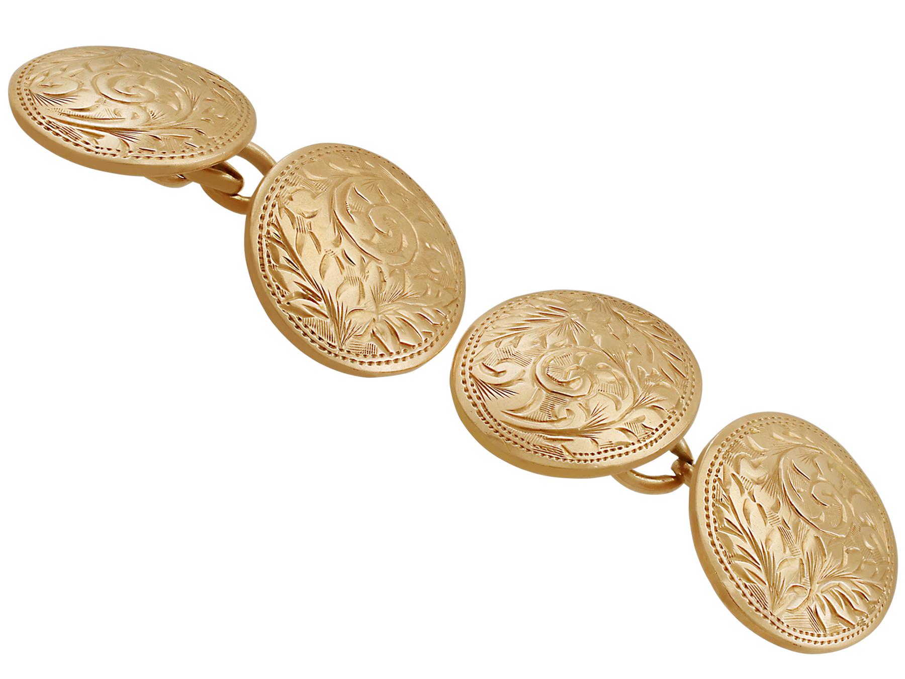 Boutons de manchette anciens en or rose 9 carats pour hommes, 1912 Unisexe en vente