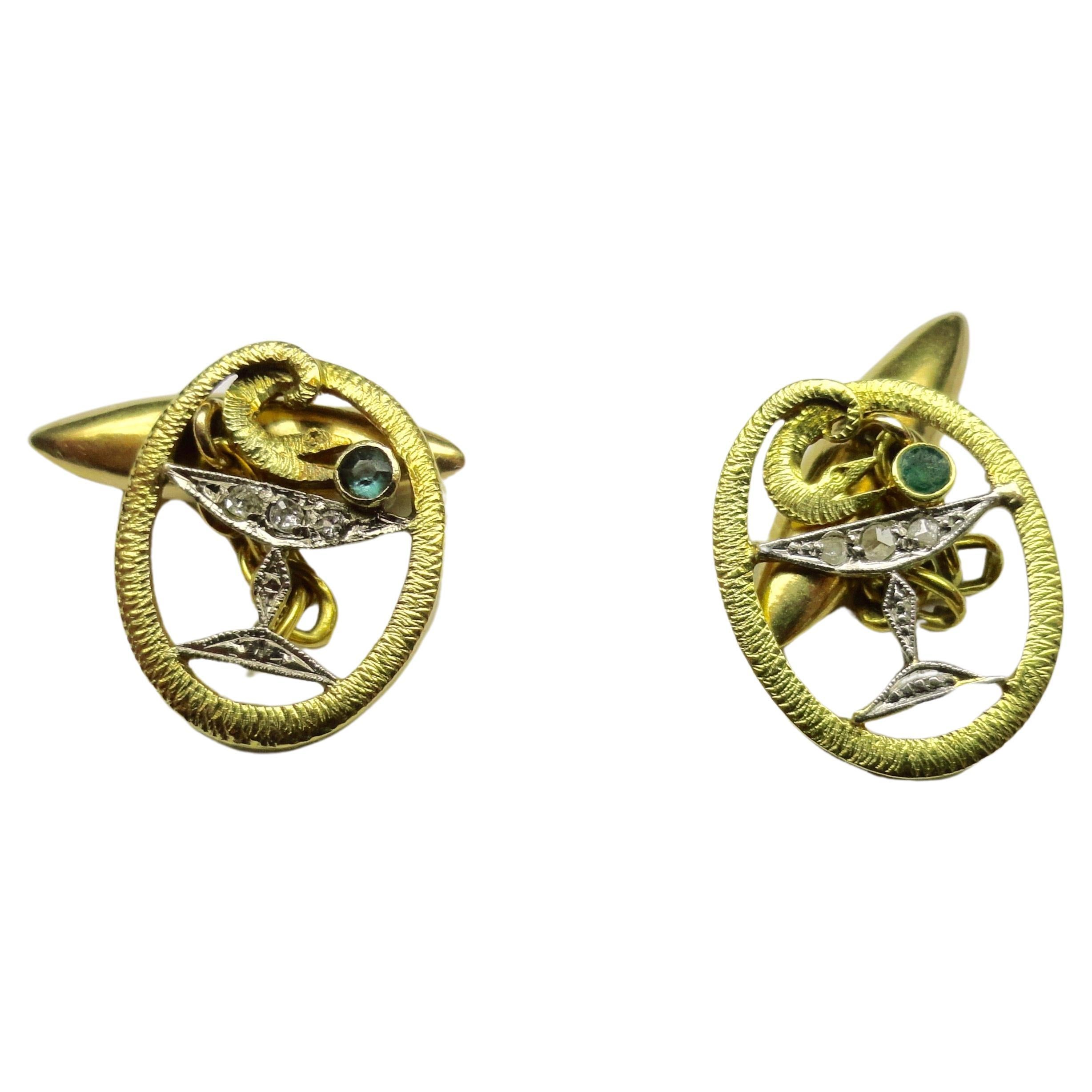 Cufflinks In Gold With Diamonds For Sale