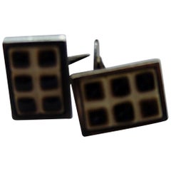 Vintage Cufflinks in Sterling Silver and Porcelain from Royal Copenhagen & Michelsen
