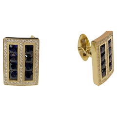 Cufflinks in Yellow Gold with Sapphires