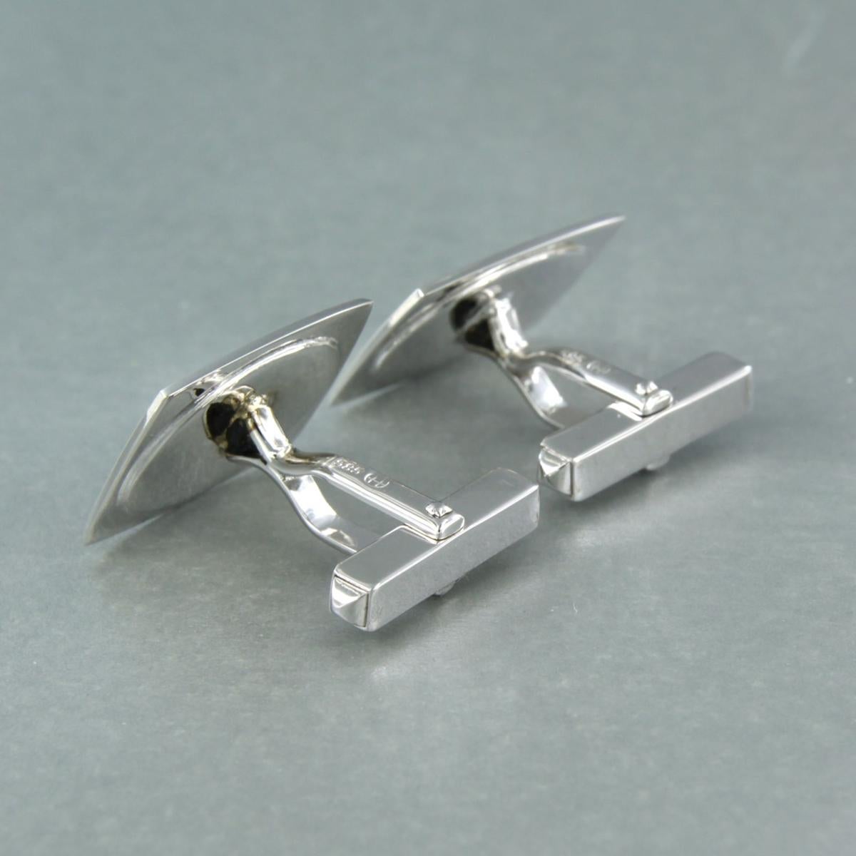 Gemelos Lapislázuli Diamante Oro blanco 14k en venta 1