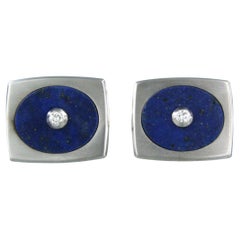 Cufflinks Lapis Lazuli Diamond 14k white gold