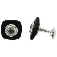 Margherita Burgener Diamond Black Diamond Onyx 18K Gold Cufflinks