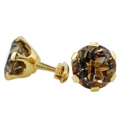 Cufflinks Margherita Burgener Handcrafted Brown Diamond Smoky Quartz Pink Gold