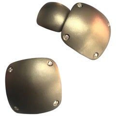 Cufflinks Margherita Burgener Titanium Diamond 18 Karat Gold Handmade in Italy