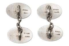 Cufflinks of German Hunting Dogs in Colored Enamel & Sterling Silver, circa 1900