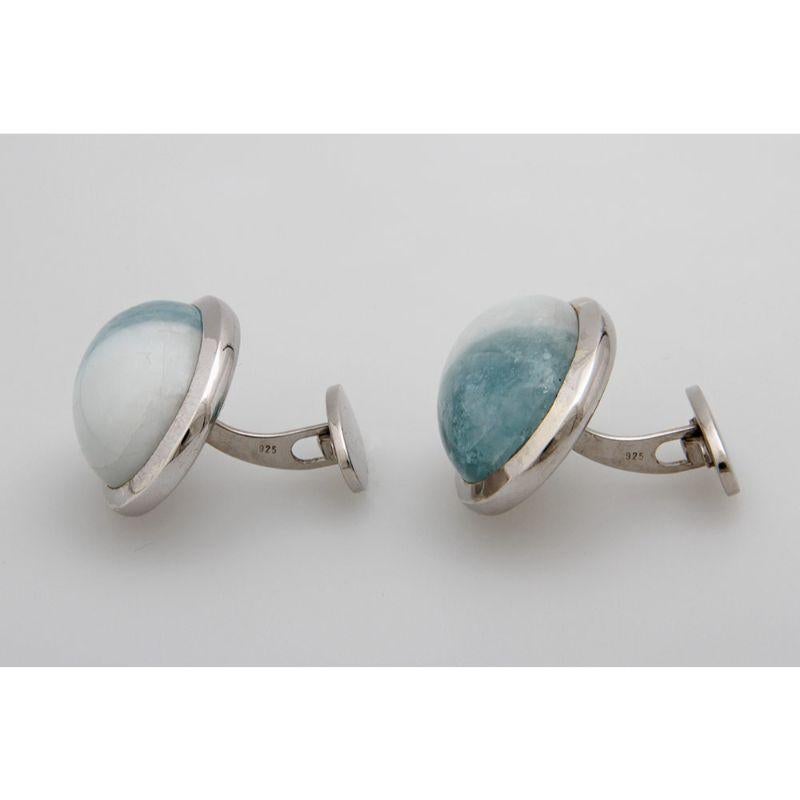 Cabochon Cufflinks (Pair). Especially with 2 aquamarine cabochons in the bedrock 109.83  For Sale