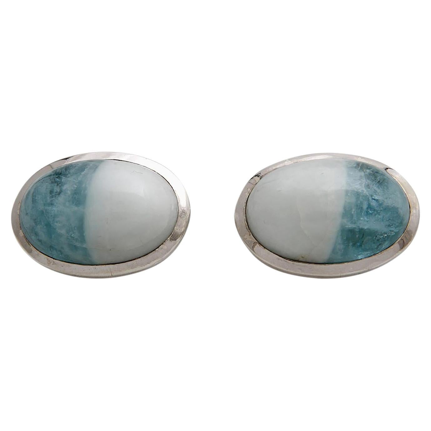 Cufflinks (Pair). Especially with 2 aquamarine cabochons in the bedrock 109.83  For Sale