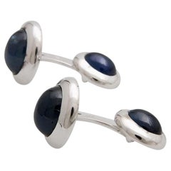 Cufflinks 'Pair' Especially with 4 Sapphire Cabochons 18.8 Ct