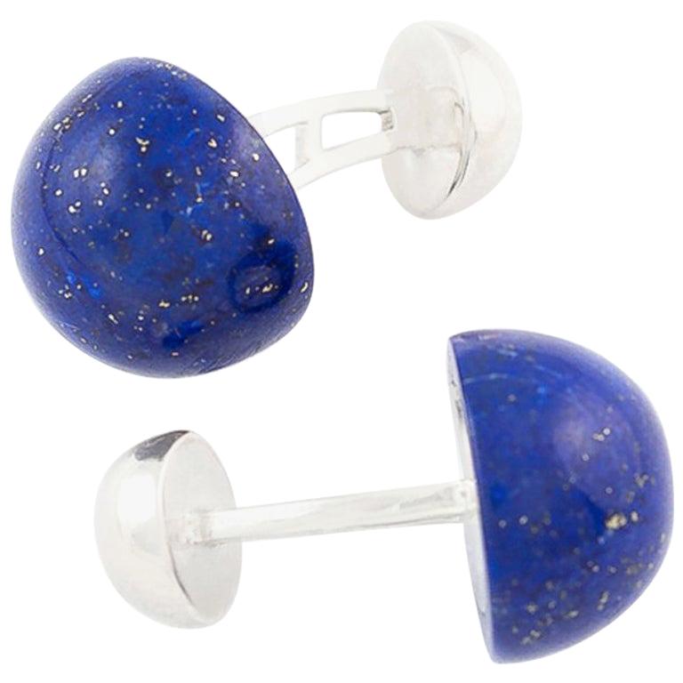 Lapis Lazuli Cufflinks set in Sterling Silver For Sale