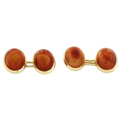 Gemelli con agata in oro giallo 14k - 11,6 grammi