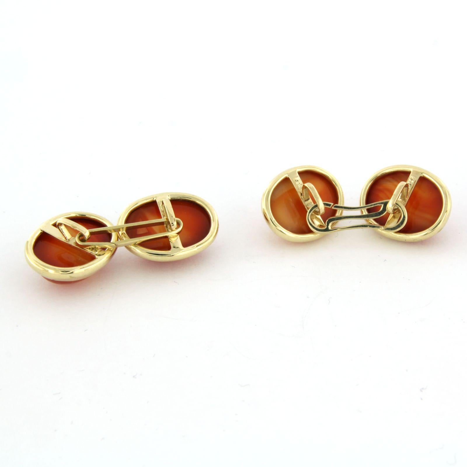 Cufflinks set with agate 14k yellow gold In Good Condition For Sale In The Hague, ZH