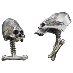Sterling Silver 22 Karat Skull Cufflinks