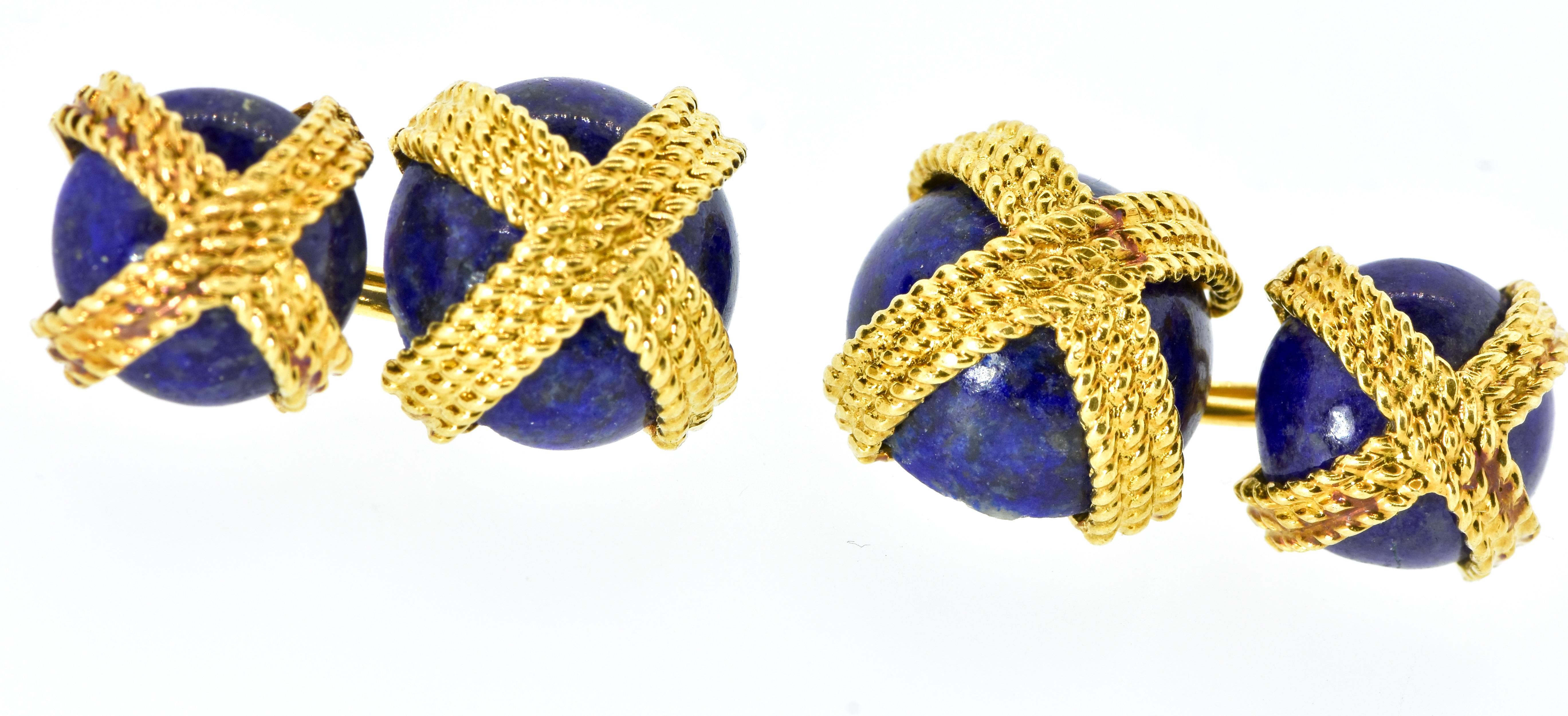 Contemporary Cufflinks Van Cleef & Arpels 18k and Fine Lapis Back to Back Vintage, 1960