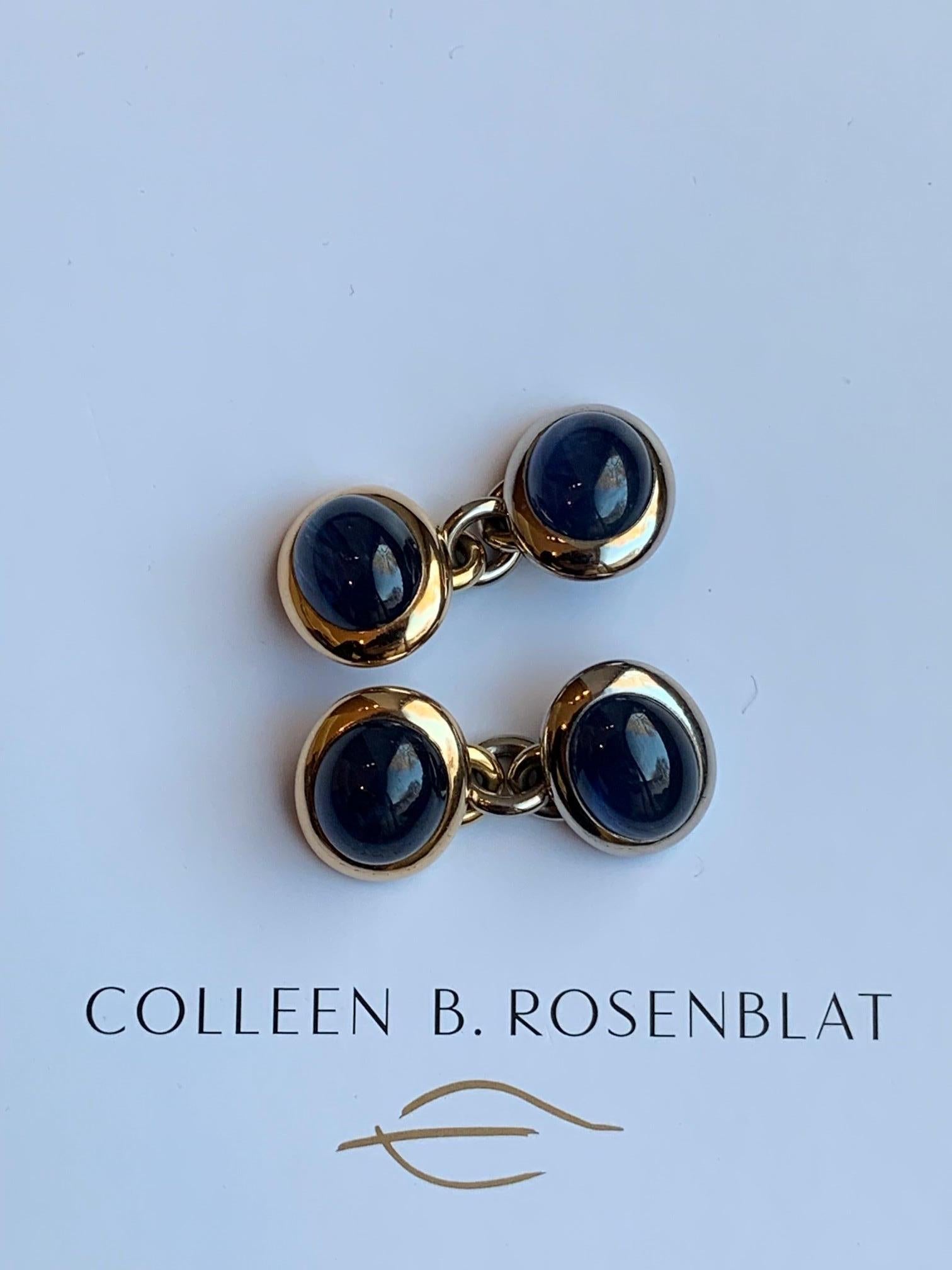 Cabochon Cufflinks with 19.80 Carat Sapphires