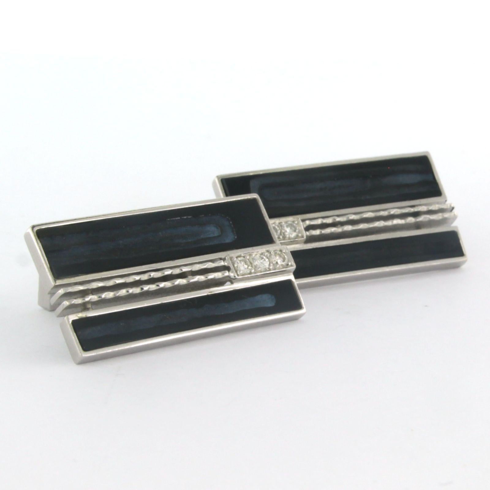 Gemelos con sardónice azul y diamantes talla brillante de hasta 0,20 ct Oro de 18k en Excelente estado para la venta en The Hague, ZH