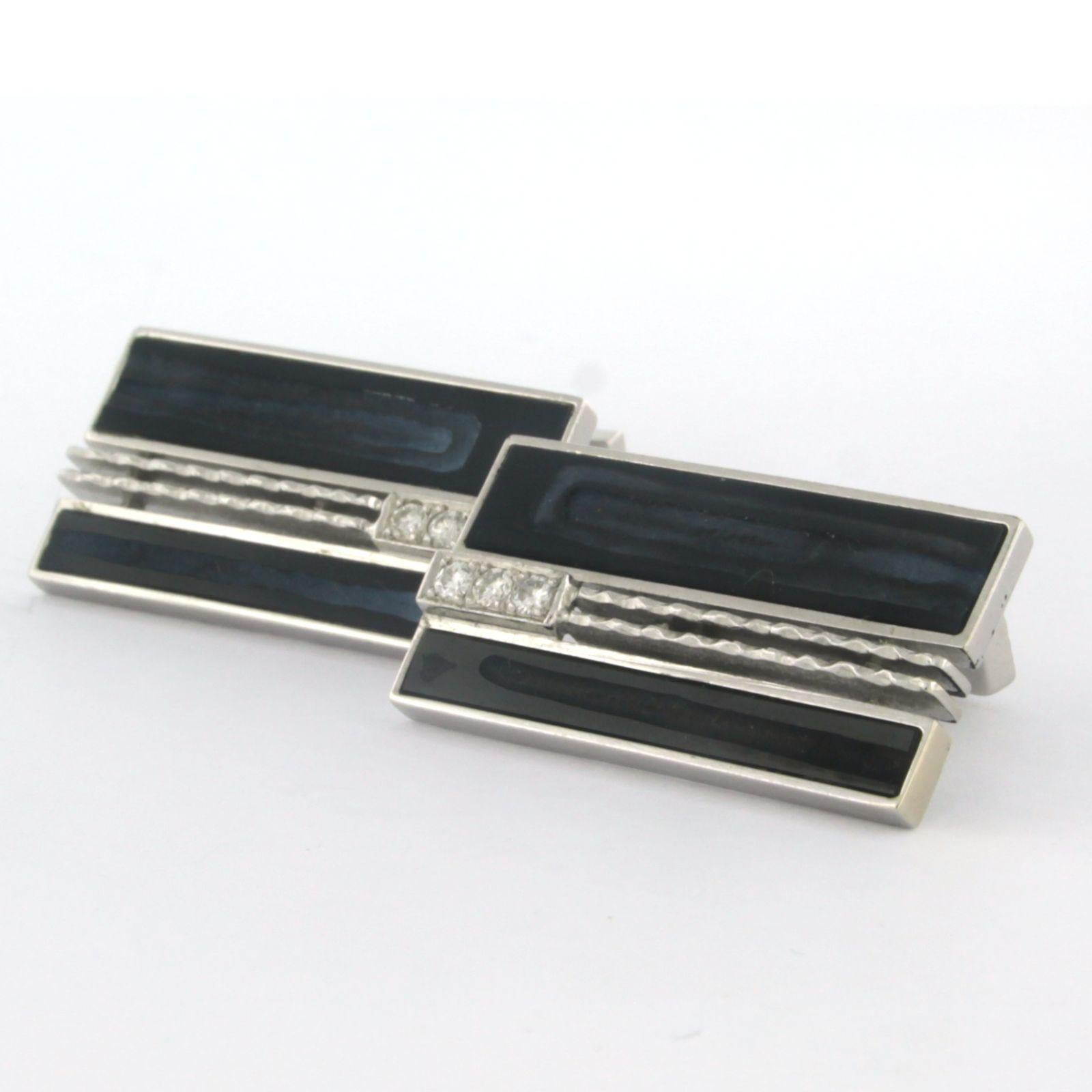 Gemelos con sardónice azul y diamantes talla brillante de hasta 0,20 ct Oro de 18k en venta 1