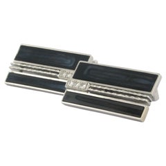 Cufflinks with blue sard-onyx and brilliant cut diamonds up to 0.20ct 18k gold Cufflinks with blue sard-onyx and brilliant cut diamonds up to 0.20ct 18k gold