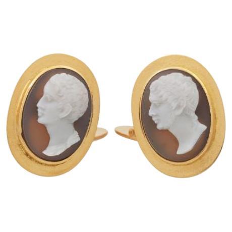 Cufflinks with Fine Layer Stone Cameos For Sale