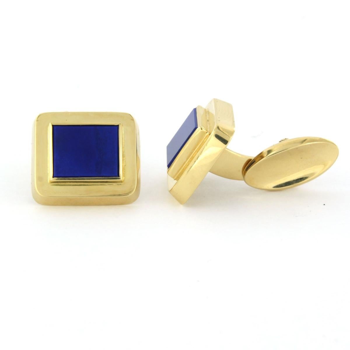 Modern Cufflinks with Lapis Lazuli 18k yellow gold For Sale