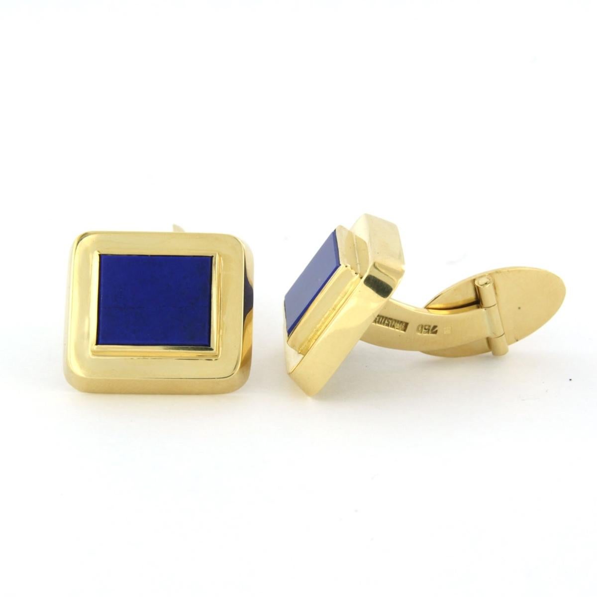Square Cut Cufflinks with Lapis Lazuli 18k yellow gold For Sale
