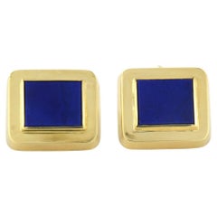 Boutons de manchette en or jaune 18 carats avec lapis-lazuli