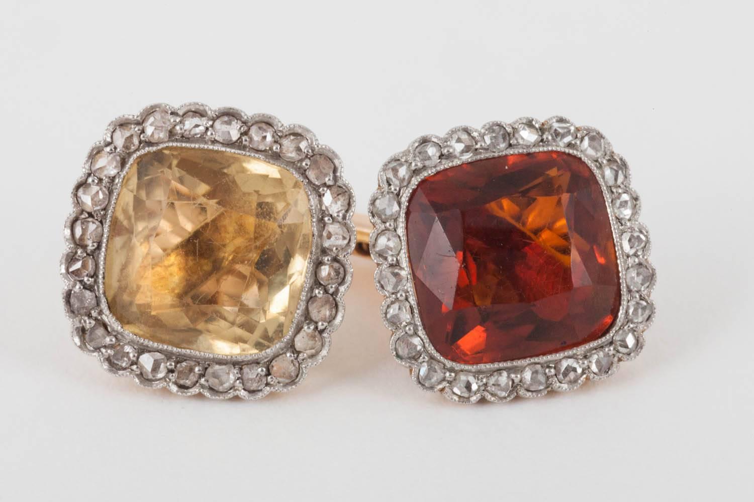 1920s Gem Set Diamond Cufflinks In Excellent Condition In London, GB