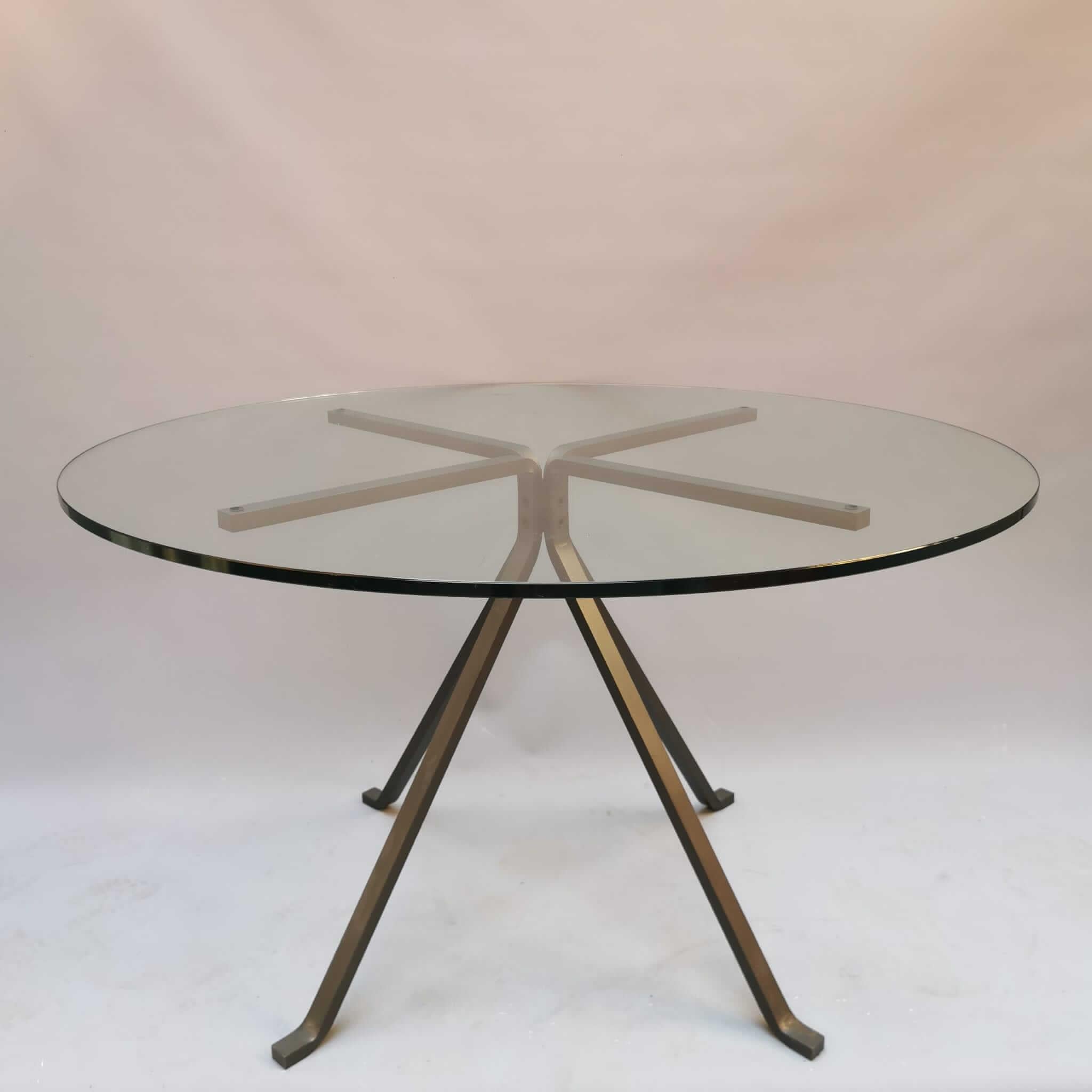 Modern Enzo Mari for Driade 'Cugino' Table in Glass and Brushed Steel