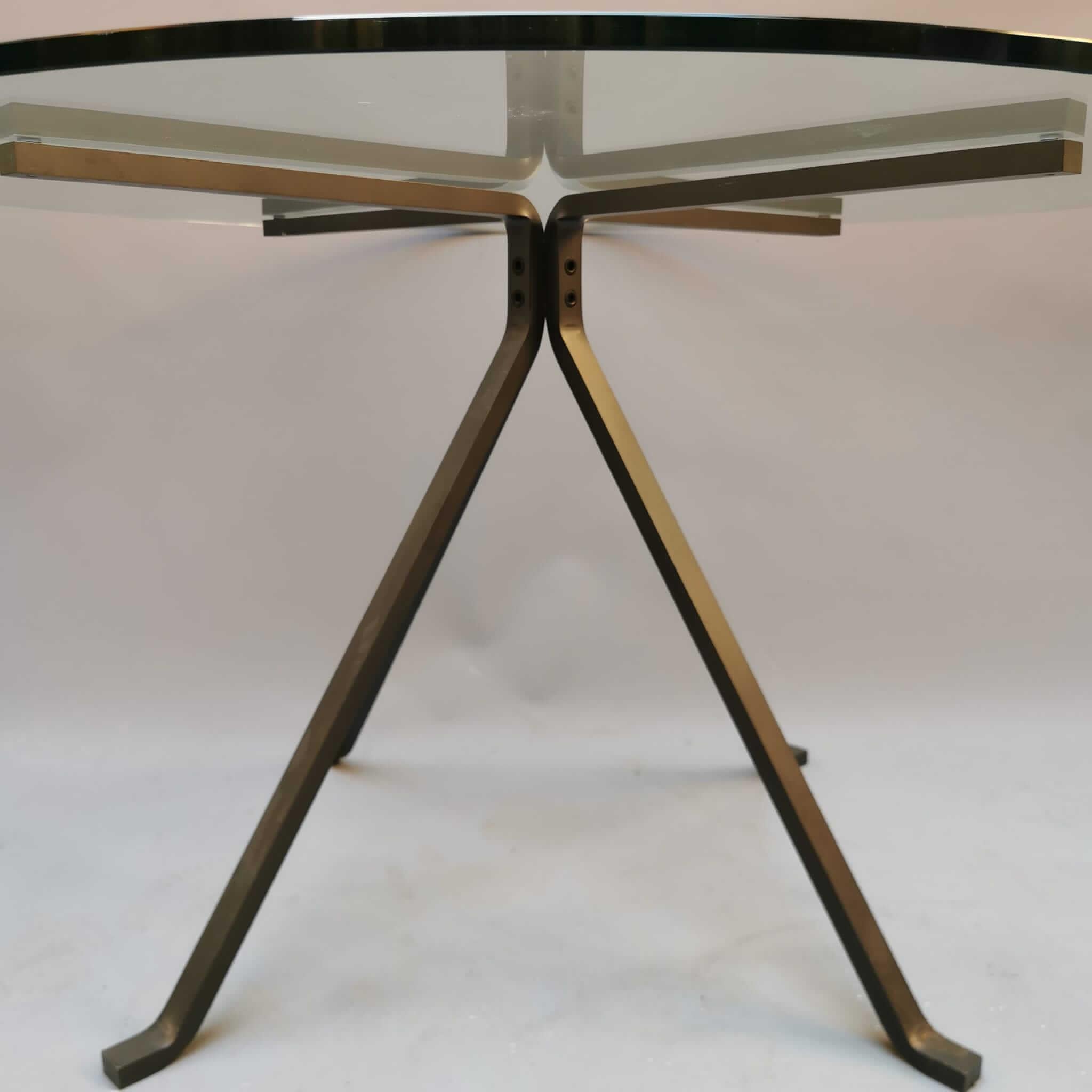 Italian Enzo Mari for Driade 'Cugino' Table in Glass and Brushed Steel
