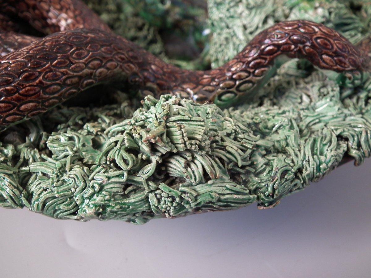 Cuhna Palissy Majolica Lizard and Snake Plate 3