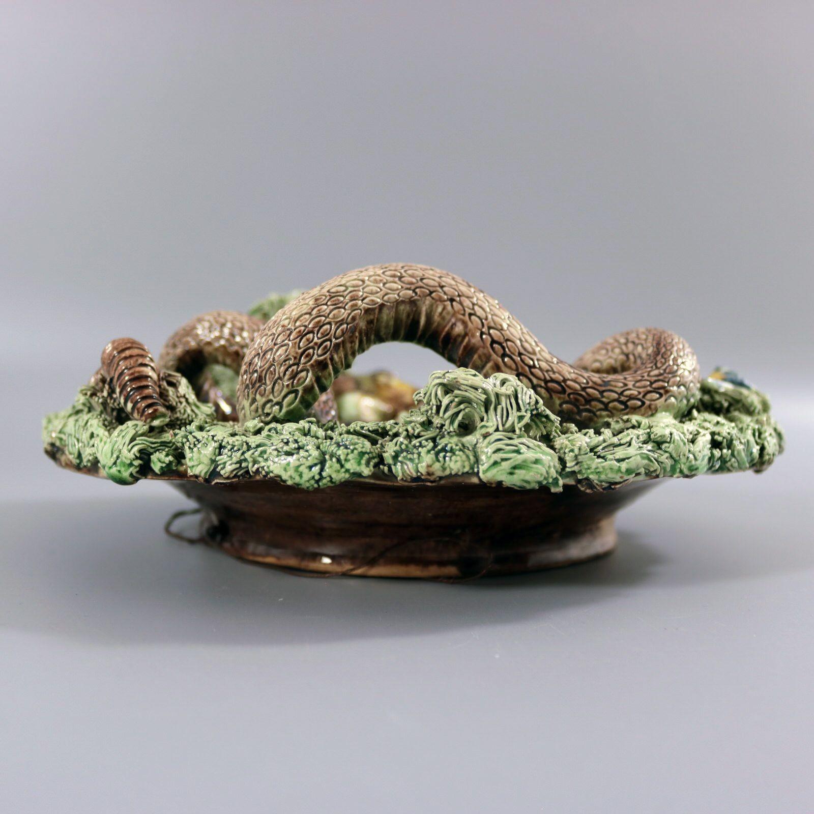 Cuhna Palissy Majolica Lizard and Snake Plate 1
