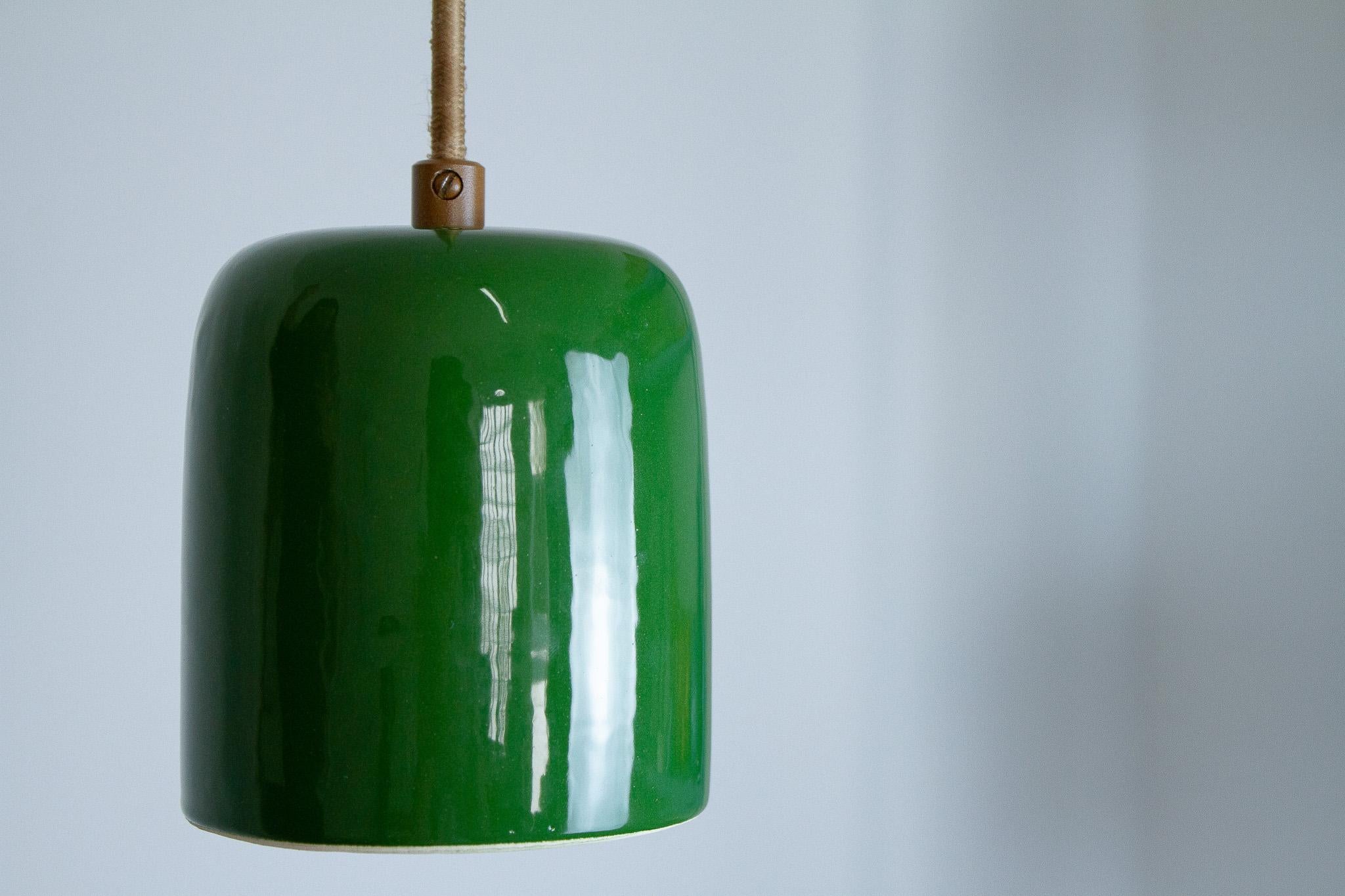 Contemporary Cuia pendant - green - Romaria Collection - Brazilian ceramics For Sale