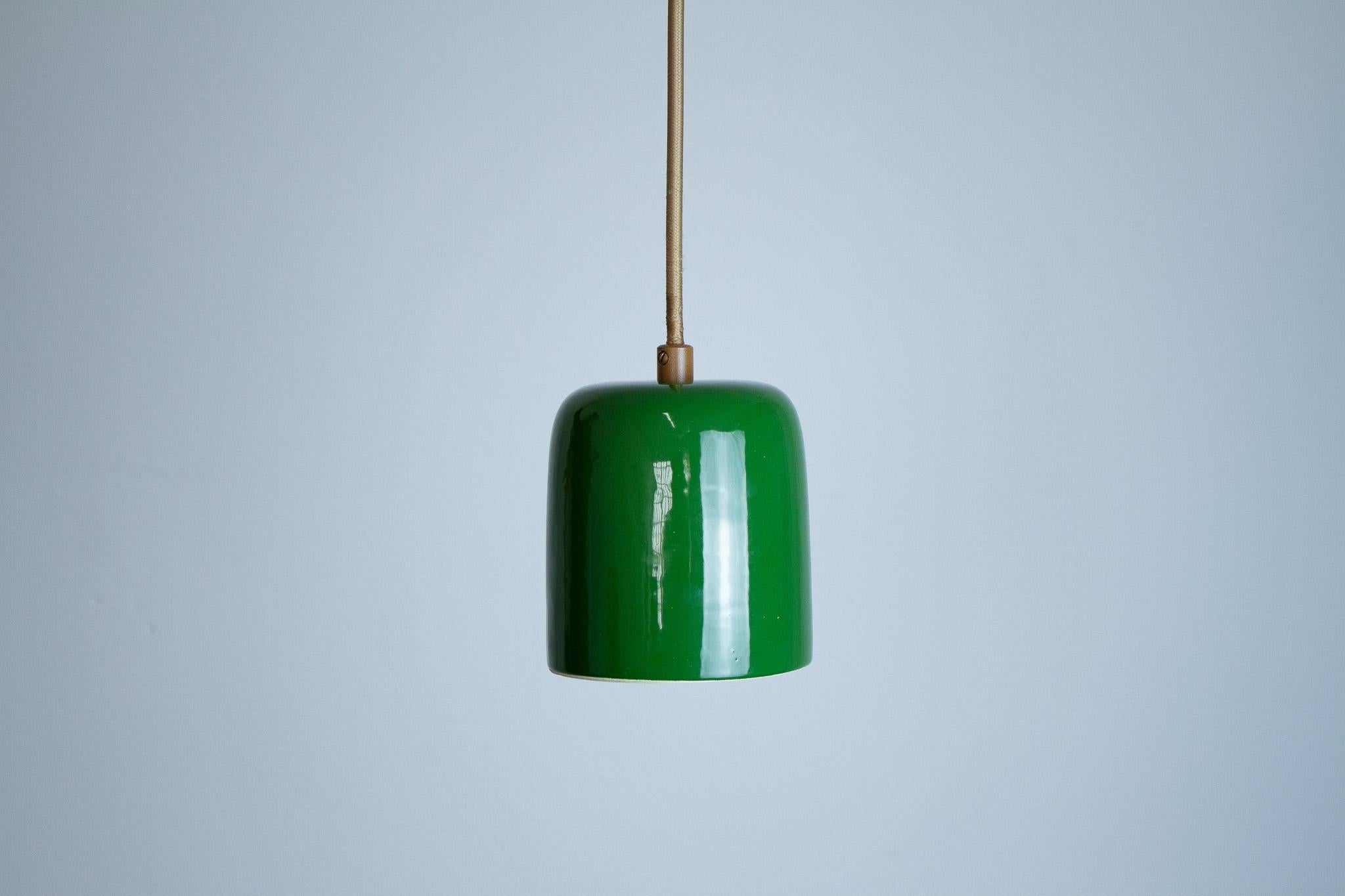 Clay Cuia pendant - green - Romaria Collection - Brazilian ceramics For Sale