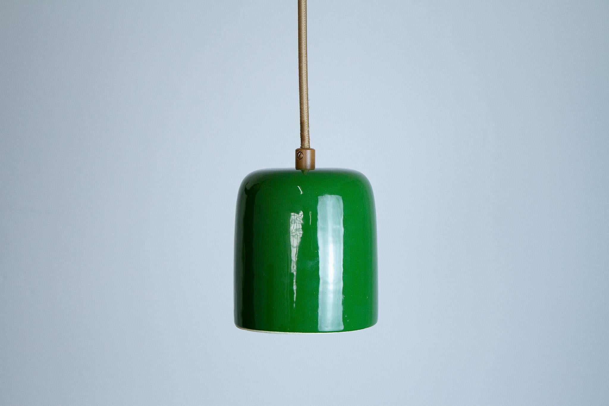 Cuia pendant - green - Romaria Collection - Brazilian ceramics For Sale 1