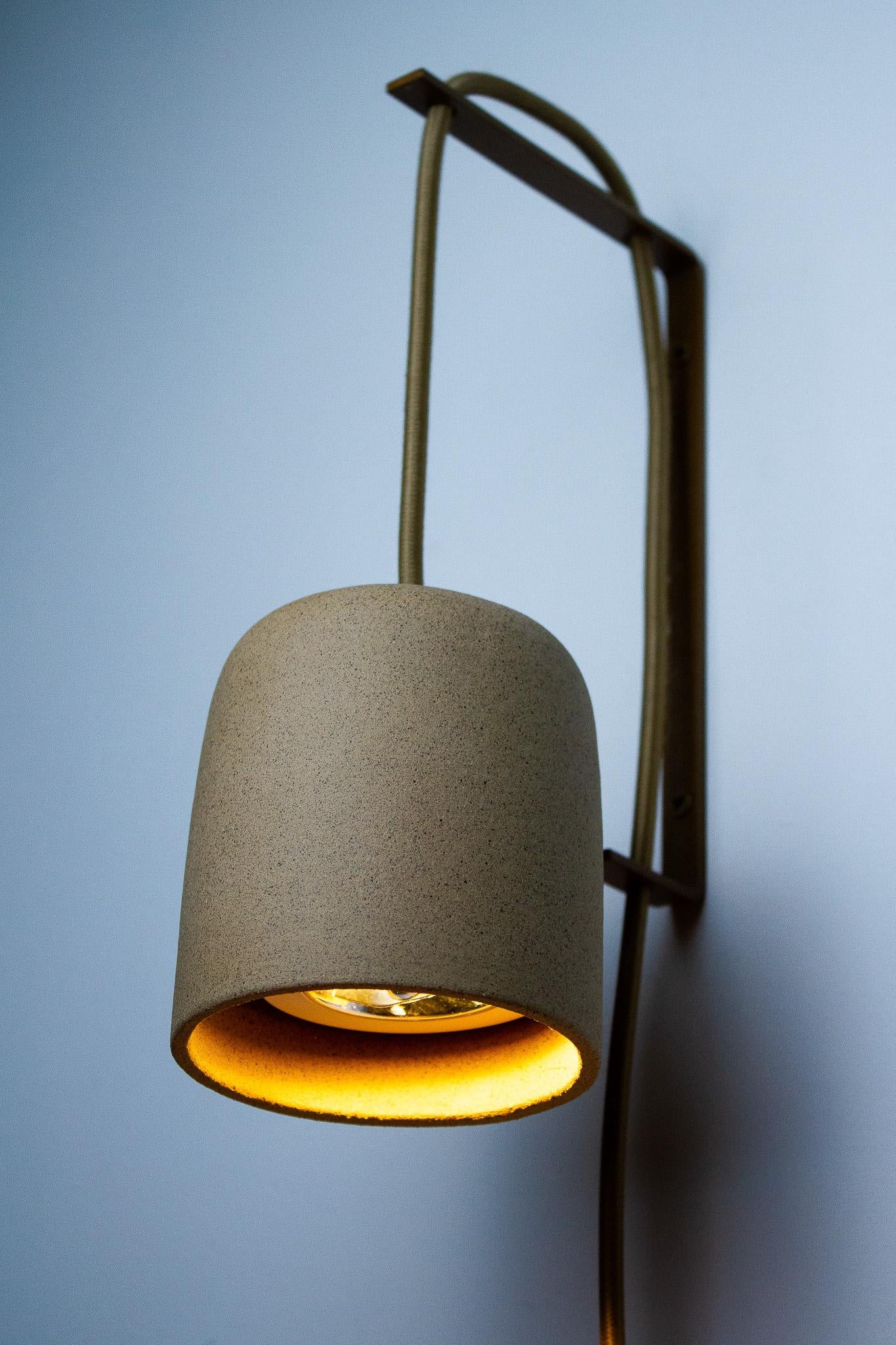 Contemporary Cuia wall sconce - sand with spots - Romaria Collection - Brazilian ceramics For Sale
