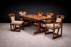 “Cuiaba” Dining Chair with Armrests in Hardwood & Fabric, Sergio Rodrigues, 1970