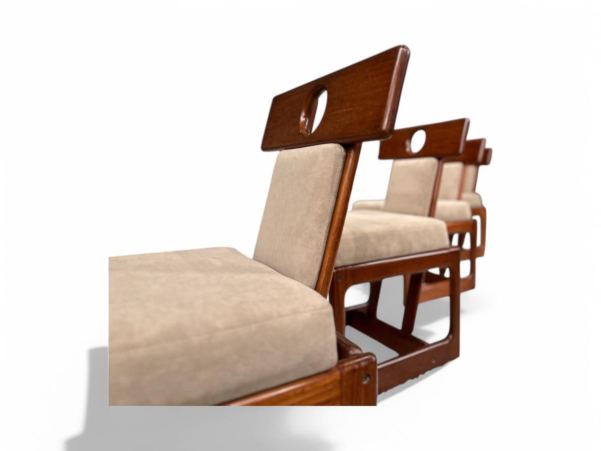 “Cuiaba” Dining Set in Hardwood & Ultrasuede, Sergio Rodrigues, 1970s, Brazil For Sale 4
