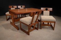 “Cuiaba” Dining Set in Hardwood & Ultrasuede, Sergio Rodrigues, 1970s, Brazil