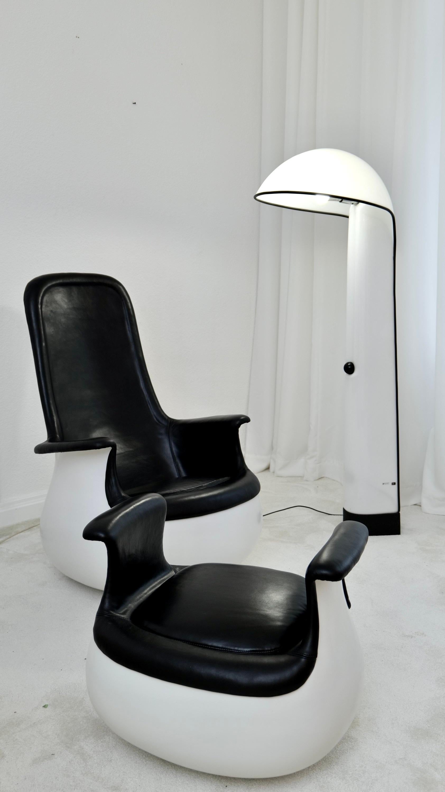 Leather Culbuto armchair & ottomane by Marc Held for Knoll International For Sale