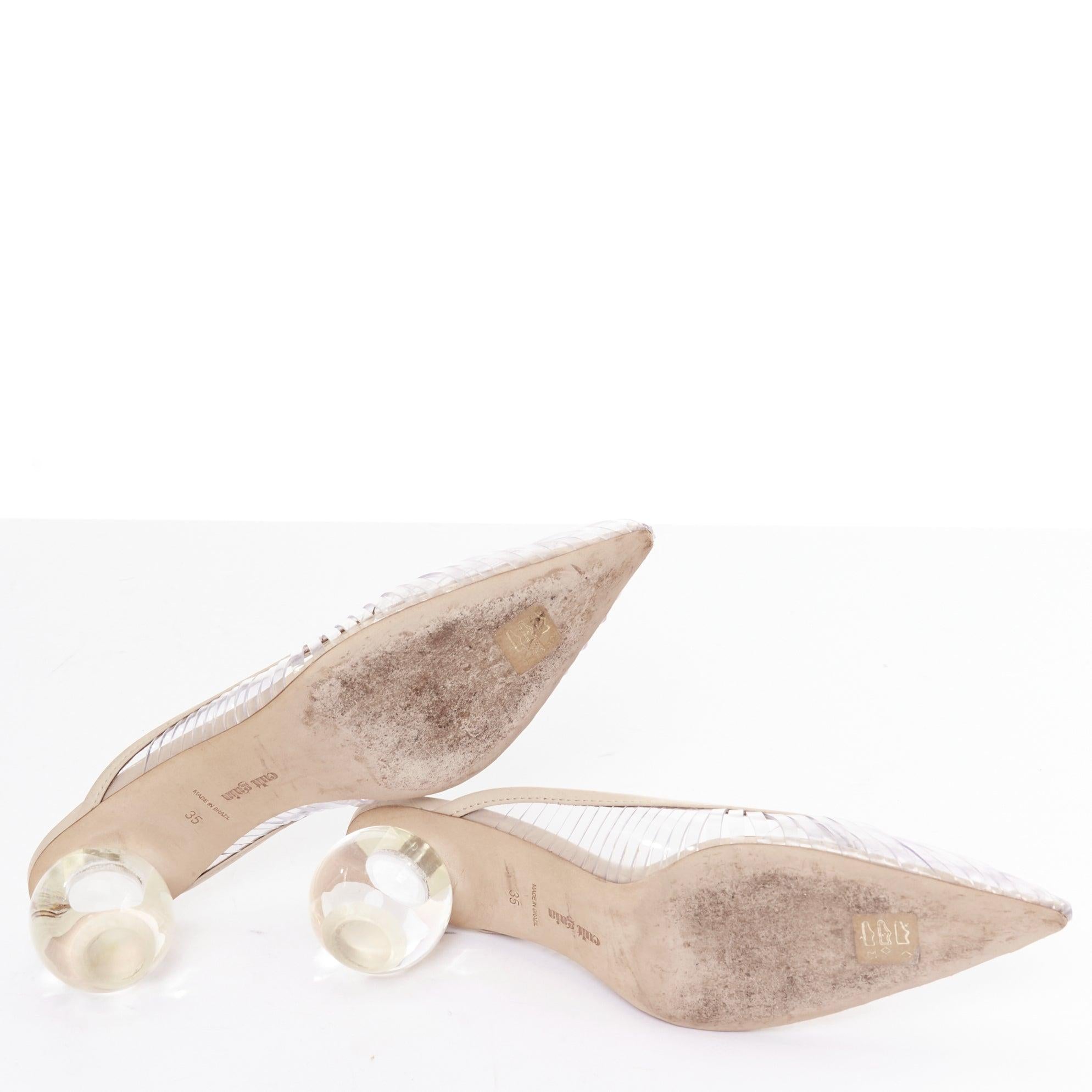 CULT GAIA Alia durchsichtige PVC-Kugeln Absatz Vinyl nude Lederbesatz Pantoletten EU35 im Angebot 6