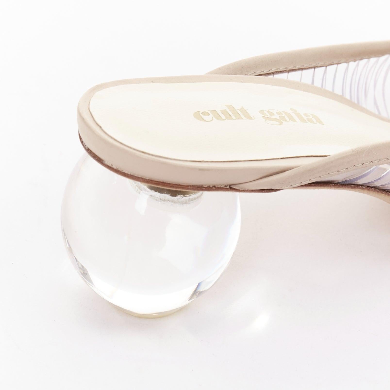 CULT GAIA Alia durchsichtige PVC-Kugeln Absatz Vinyl nude Lederbesatz Pantoletten EU35 im Angebot 1