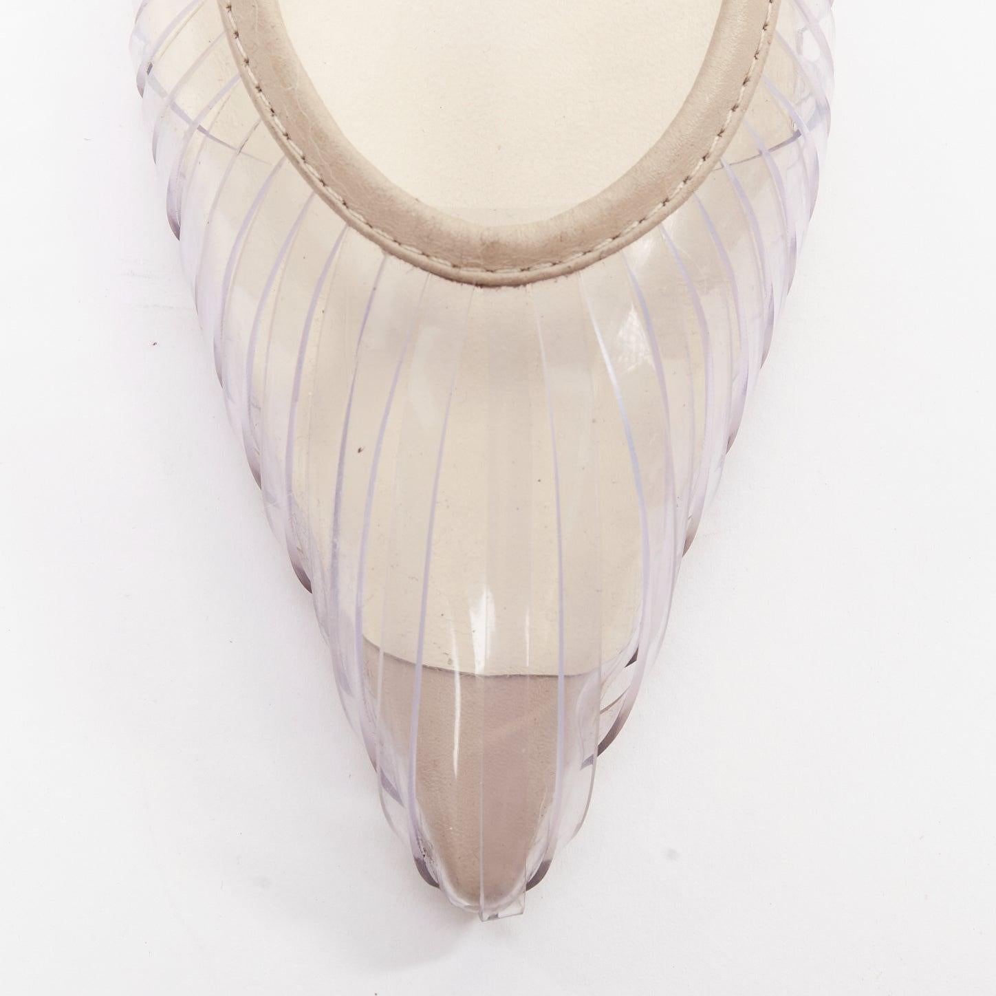 CULT GAIA Alia durchsichtige PVC-Kugeln Absatz Vinyl nude Lederbesatz Pantoletten EU35 im Angebot 3