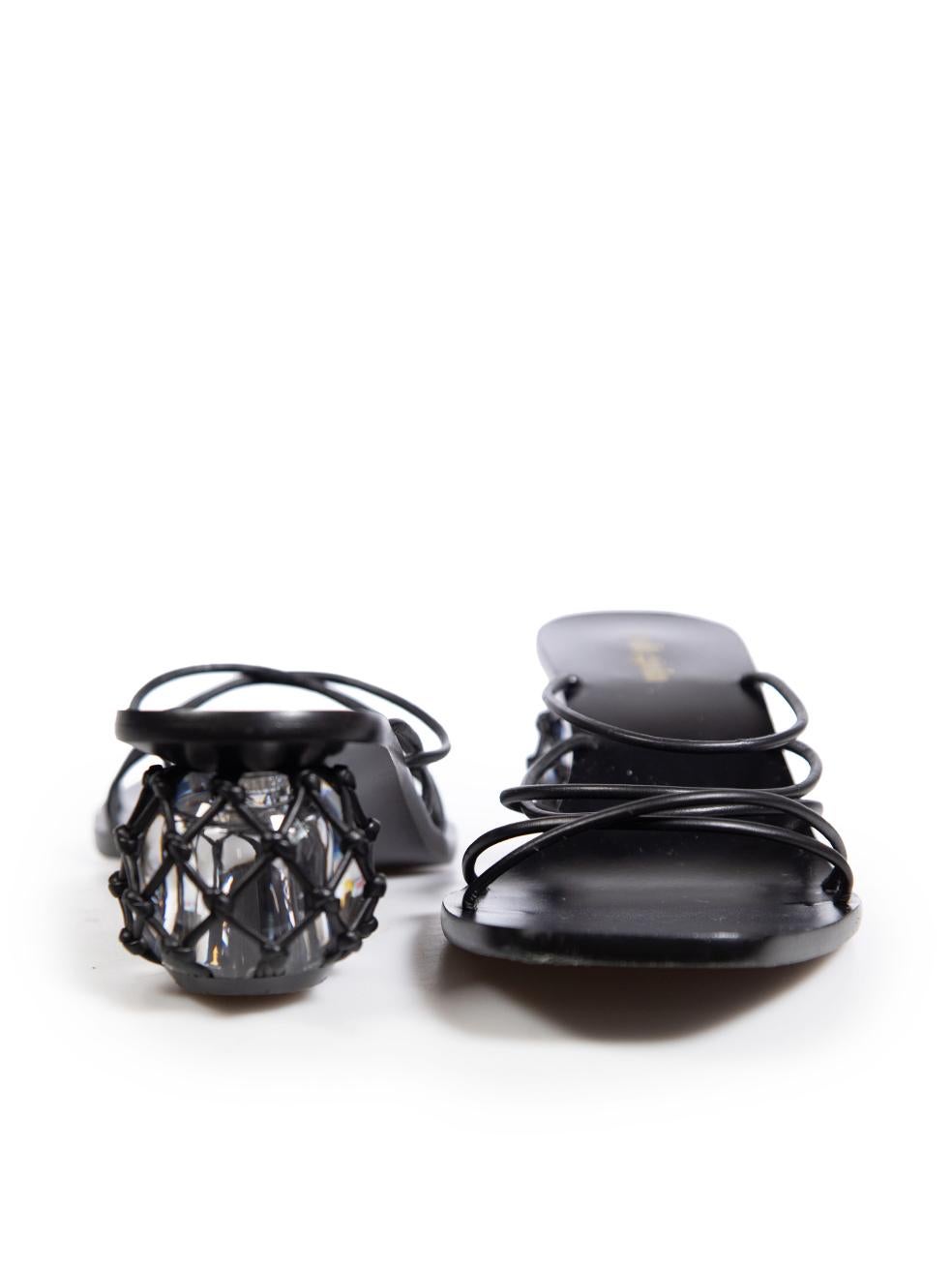 Cult Gaia Black Leather Kelly Slide Sandals Size IT 38 In Good Condition In London, GB