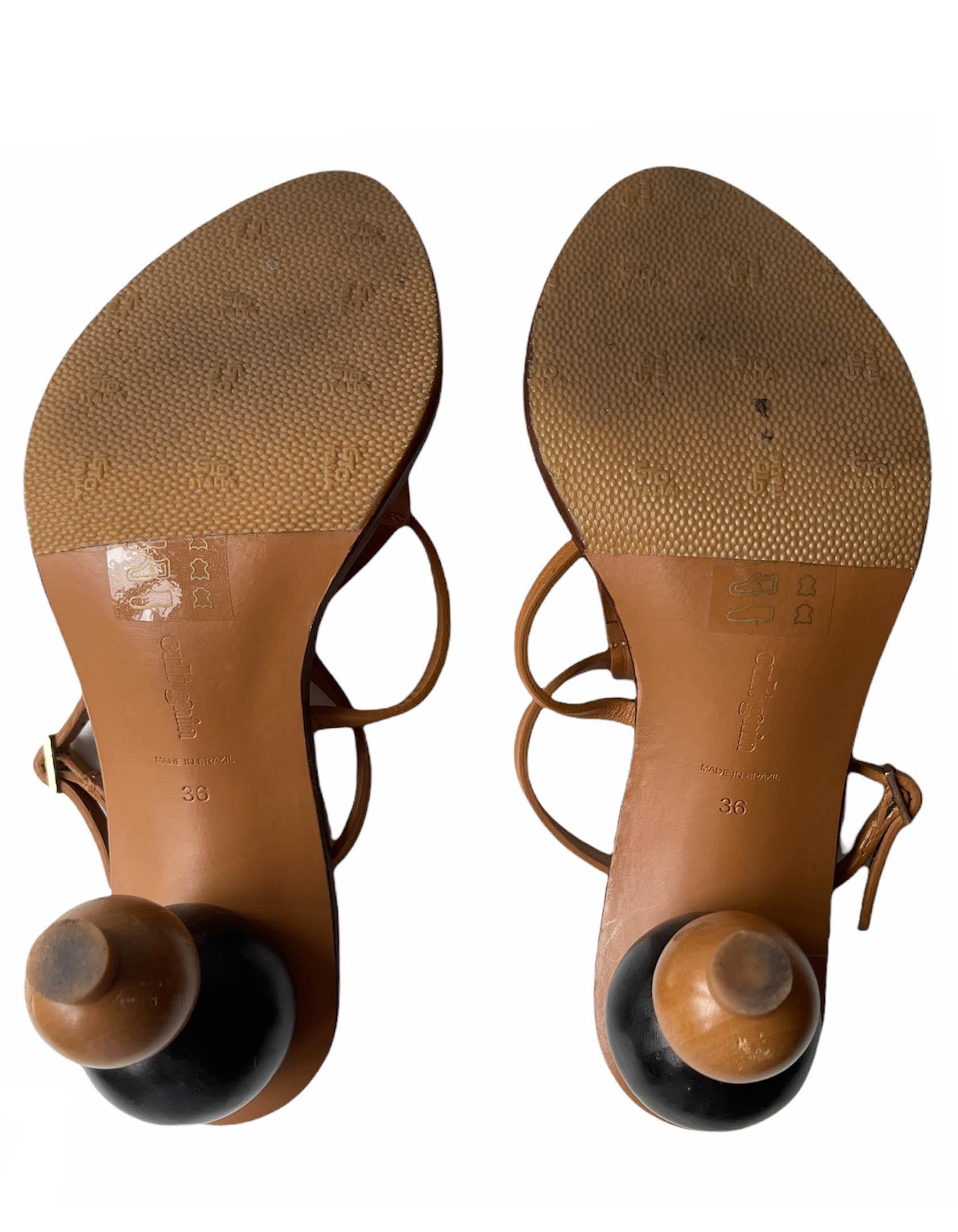 Women's Cult Gaia Brown Eden Leather Sandals sz 36 For Sale