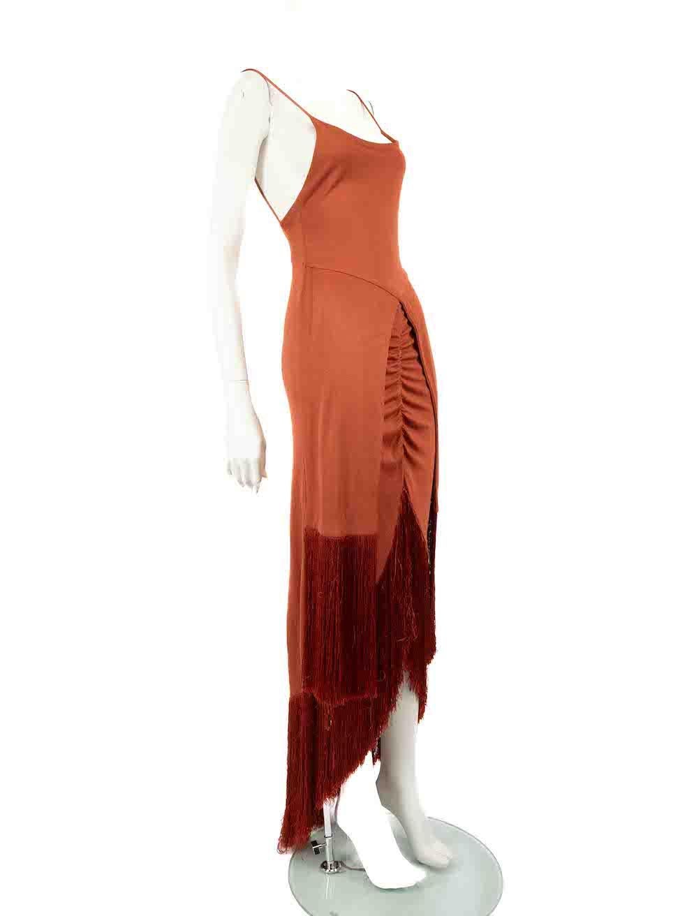 CONDITION is Very good. Minimal wear to the dress is evident. Minimal wear to the hemline where some fringing is splitting at the ends, there is some knotting of the fringe especially at the front and there is tarnishing on the rear zip detailing on