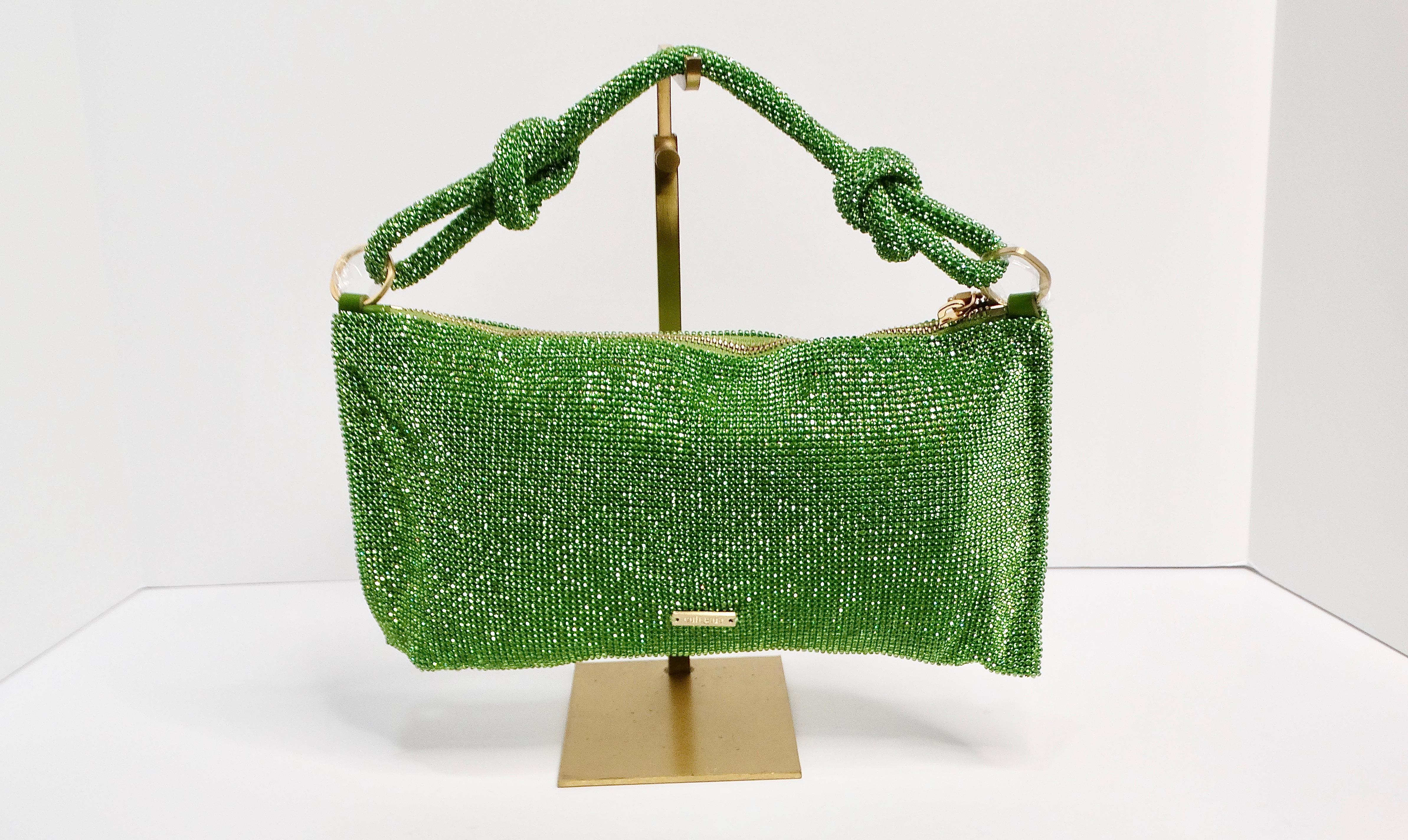 Cult Gaia Green Nano Hera Crystal Handbag In Excellent Condition For Sale In Scottsdale, AZ